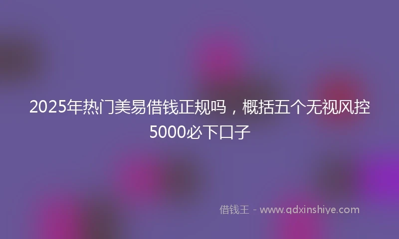 2025年热门美易借钱正规吗，概括五个无视风控5000必下口子