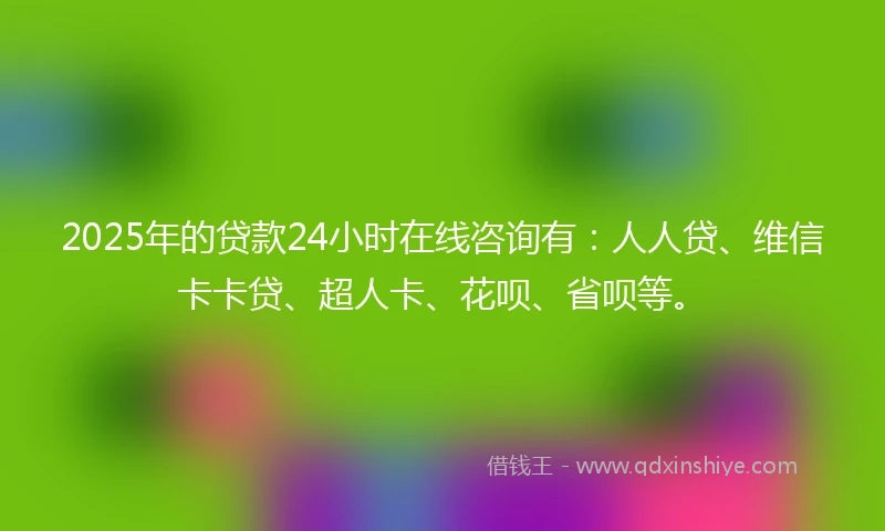2025年的贷款24小时在线咨询有：人人贷、维信卡卡贷、超人卡、花呗、省呗等。