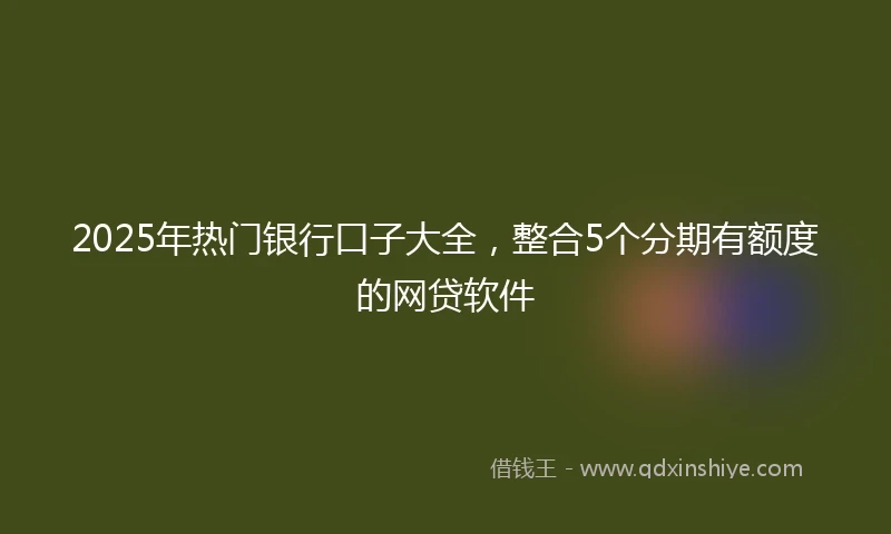 2025年热门银行口子大全，整合5个分期有额度的网贷软件