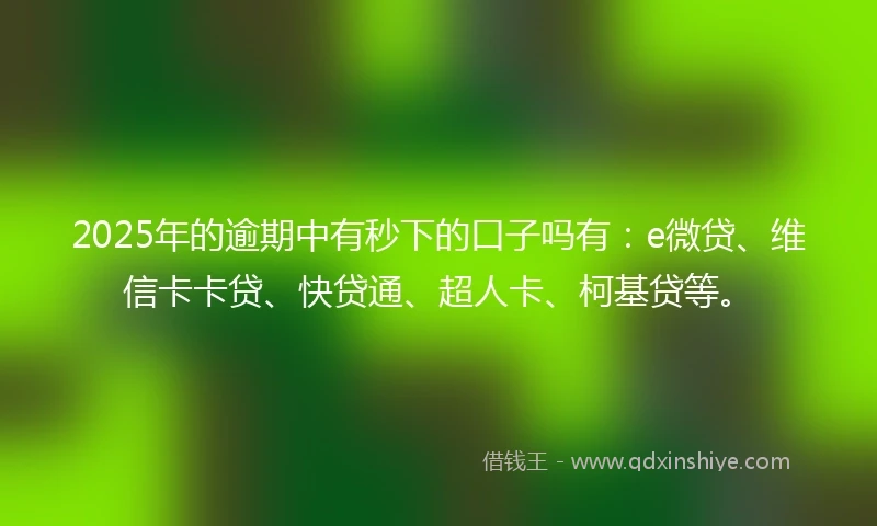 2025年的逾期中有秒下的口子吗有：e微贷、维信卡卡贷、快贷通、超人卡、柯基贷等。
