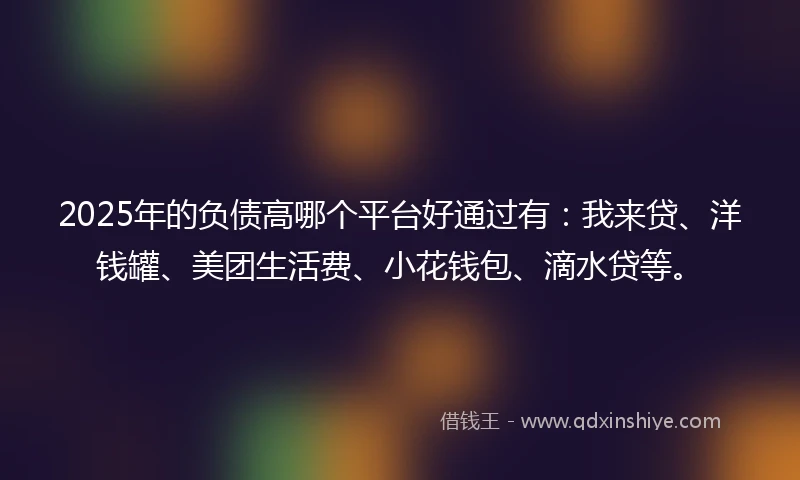 2025年的负债高哪个平台好通过有：我来贷、洋钱罐、美团生活费、小花钱包、滴水贷等。