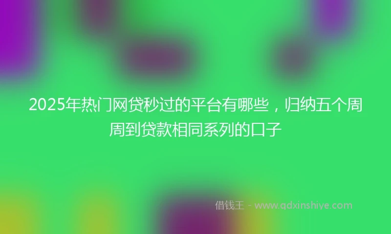2025年热门网贷秒过的平台有哪些，归纳五个周周到贷款相同系列的口子