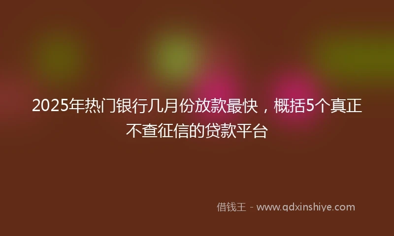 2025年热门银行几月份放款最快，概括5个真正不查征信的贷款平台