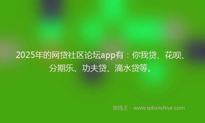 2025年的网贷社区论坛app有：你我贷、花呗、分期乐、功夫贷、滴水贷等。