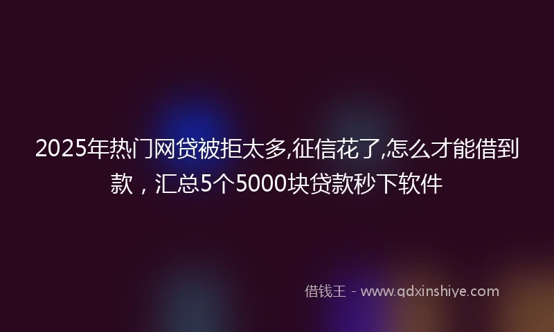 2025年热门网贷被拒太多,征信花了,怎么才能借到款，汇总5个5000块贷款秒下软件