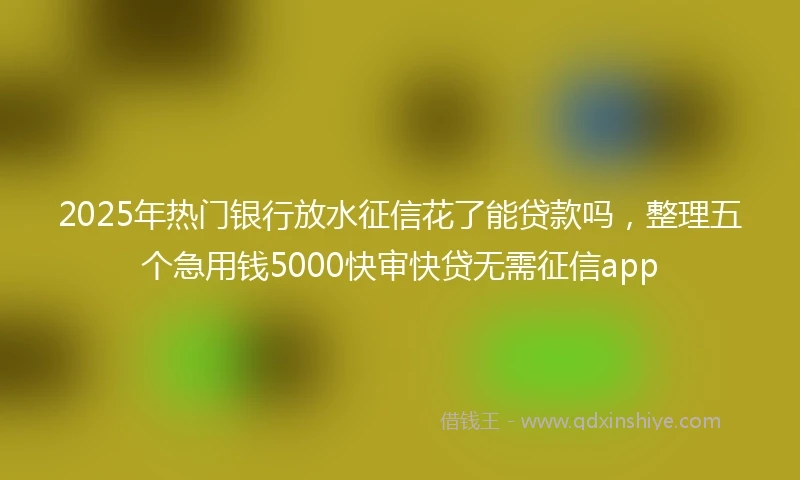 2025年热门银行放水征信花了能贷款吗，整理五个急用钱5000快审快贷无需征信app