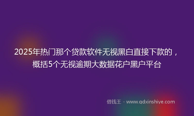 2025年热门那个贷款软件无视黑白直接下款的,概括5个无视逾期大数据花户黑户平台