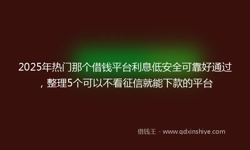 2025年热门那个借钱平台利息低安全可靠好通过,整理5个可以不看征信就能下款的平台