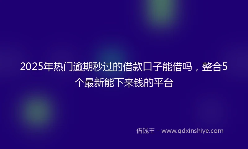 2025年热门逾期秒过的借款口子能借吗，整合5个最新能下来钱的平台