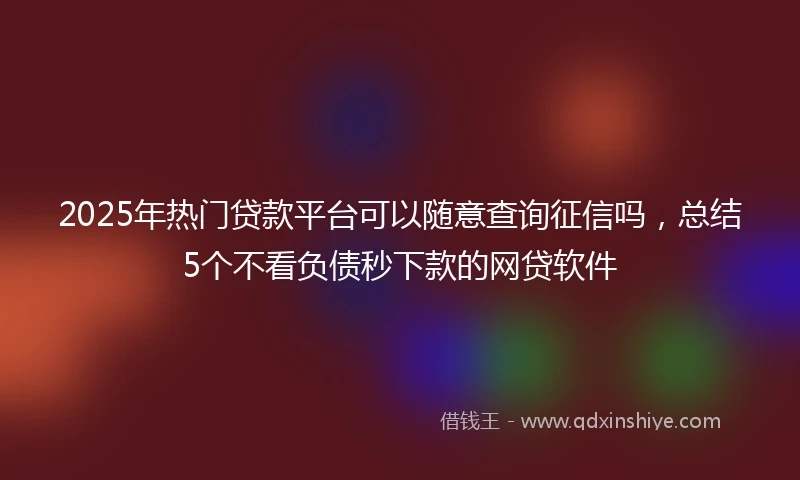 2025年热门贷款平台可以随意查询征信吗，总结5个不看负债秒下款的网贷软件