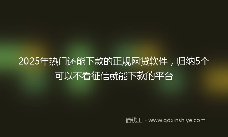 2025年热门还能下款的正规网贷软件，归纳5个可以不看征信就能下款的平台