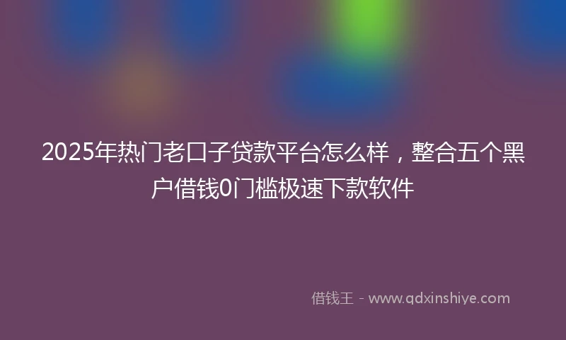 2025年热门老口子贷款平台怎么样，整合五个黑户借钱0门槛极速下款软件