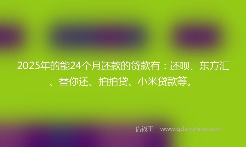 2025年的能24个月还款的贷款有：还呗、东方汇、替你还、拍拍贷、小米贷款等。