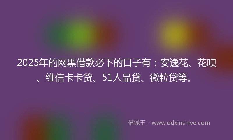 2025年的网黑借款必下的口子有：安逸花、花呗、维信卡卡贷、51人品贷、微粒贷等。