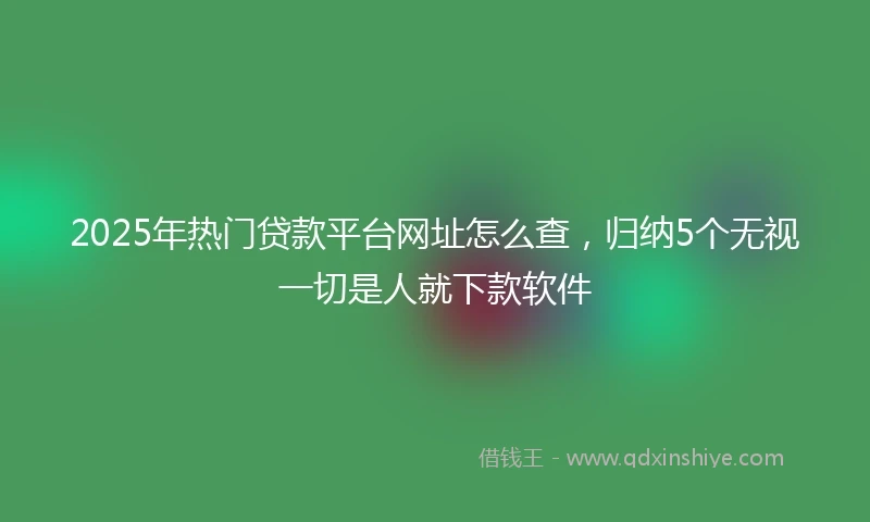 2025年热门贷款平台网址怎么查，归纳5个无视一切是人就下款软件