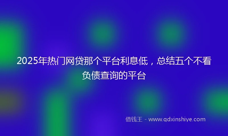 2025年热门网贷那个平台利息低，总结五个不看负债查询的平台