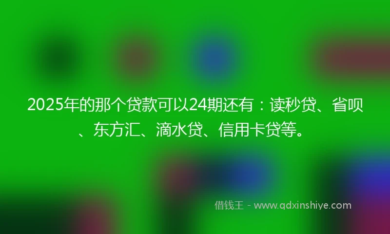 2025年的那个贷款可以24期还有：读秒贷、省呗、东方汇、滴水贷、信用卡贷等。