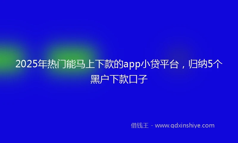 2025年热门能马上下款的app小贷平台，归纳5个黑户下款口子