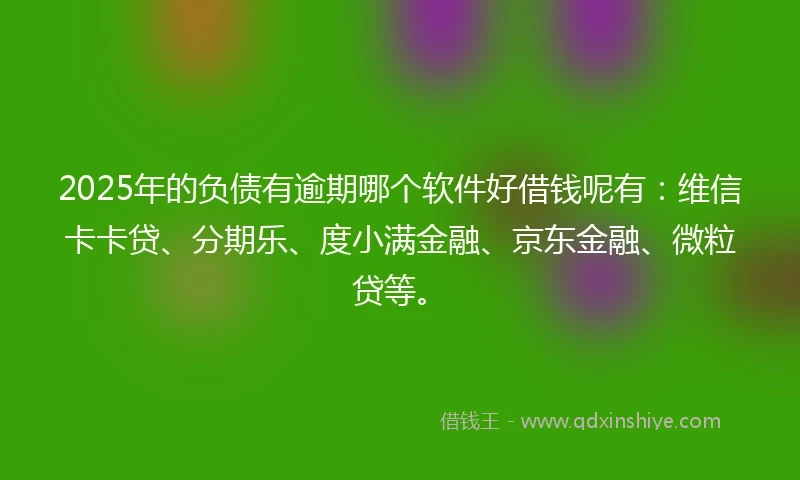 2025年的负债有逾期哪个软件好借钱呢有：维信卡卡贷、分期乐、度小满金融、京东金融、微粒贷等。
