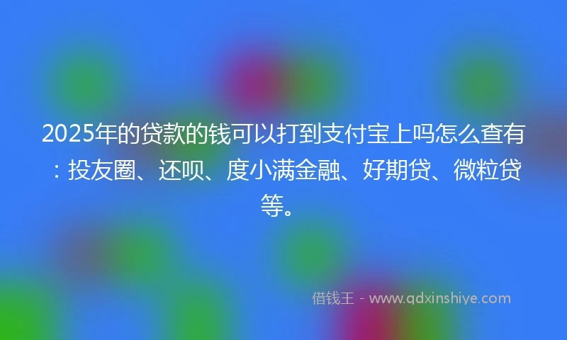 2025年的贷款的钱可以打到支付宝上吗怎么查有：投友圈、还呗、度小满金融、好期贷、微粒贷等。