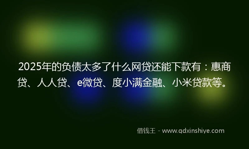 2025年的负债太多了什么网贷还能下款有：惠商贷、人人贷、e微贷、度小满金融、小米贷款等。