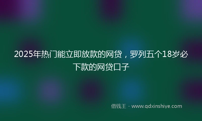 2025年热门能立即放款的网贷，罗列五个18岁必下款的网贷口子