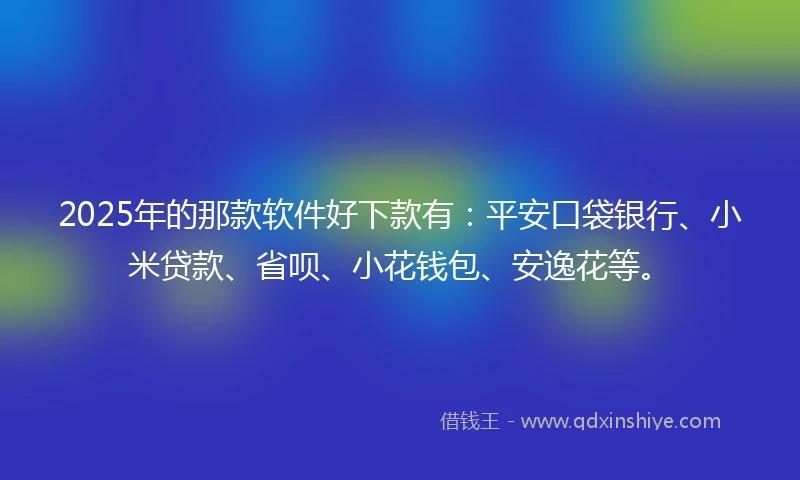 2025年的那款软件好下款有：平安口袋银行、小米贷款、省呗、小花钱包、安逸花等。