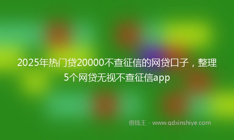 2025年热门贷20000不查征信的网贷口子，整理5个网贷无视不查征信app