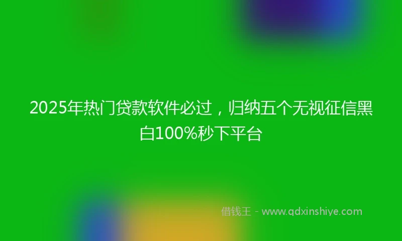 2025年热门贷款软件必过，归纳五个无视征信黑白100%秒下平台