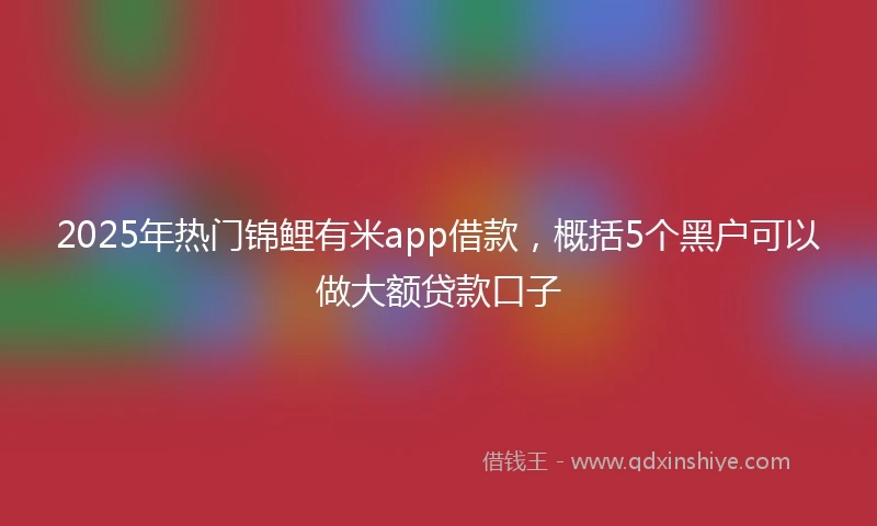 2025年热门锦鲤有米app借款，概括5个黑户可以做大额贷款口子