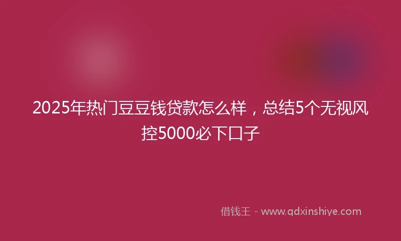 2025年热门豆豆钱贷款怎么样，总结5个无视风控5000必下口子