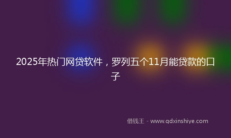 2025年热门网贷软件，罗列五个11月能贷款的口子