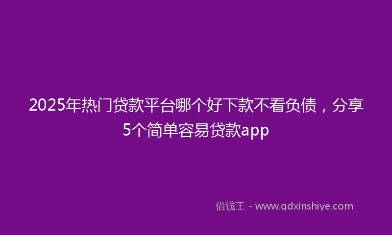 2025年热门贷款平台哪个好下款不看负债，分享5个简单容易贷款app