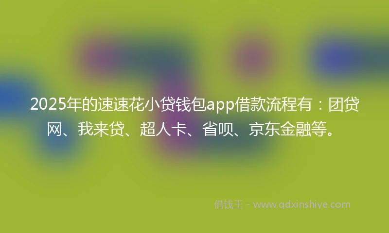 2025年的速速花小贷钱包app借款流程有：团贷网、我来贷、超人卡、省呗、京东金融等。