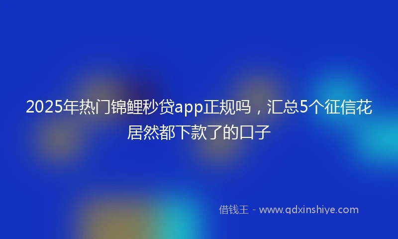 2025年热门锦鲤秒贷app正规吗，汇总5个征信花居然都下款了的口子