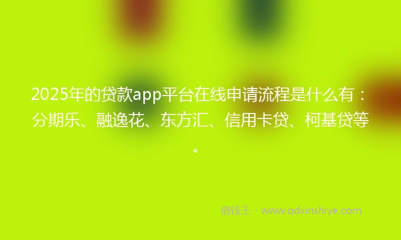 2025年的贷款app平台在线申请流程是什么有：分期乐、融逸花、东方汇、信用卡贷、柯基贷等。