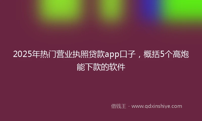 2025年热门营业执照贷款app口子,概括5个高炮能下款的软件