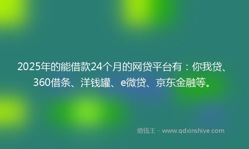 2025年的能借款24个月的网贷平台有：你我贷、360借条、洋钱罐、e微贷、京东金融等。