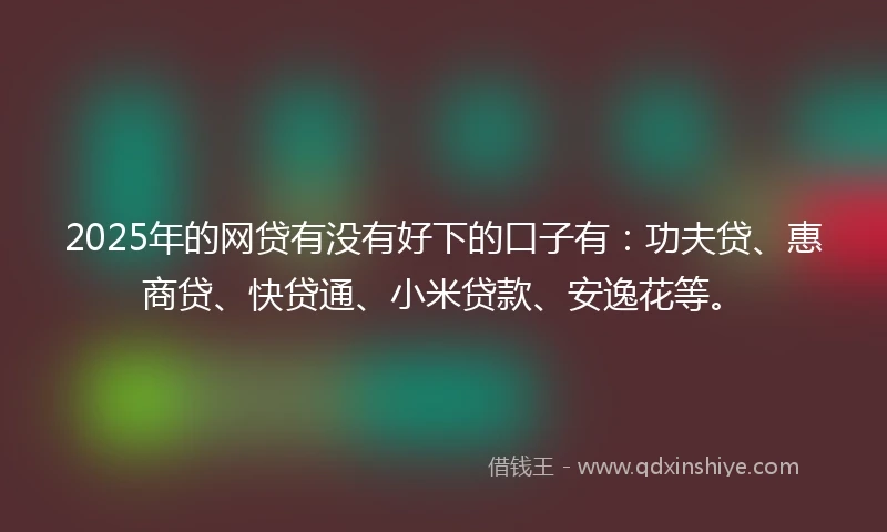 2025年的网贷有没有好下的口子有：功夫贷、惠商贷、快贷通、小米贷款、安逸花等。