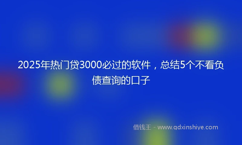 2025年热门贷3000必过的软件，总结5个不看负债查询的口子
