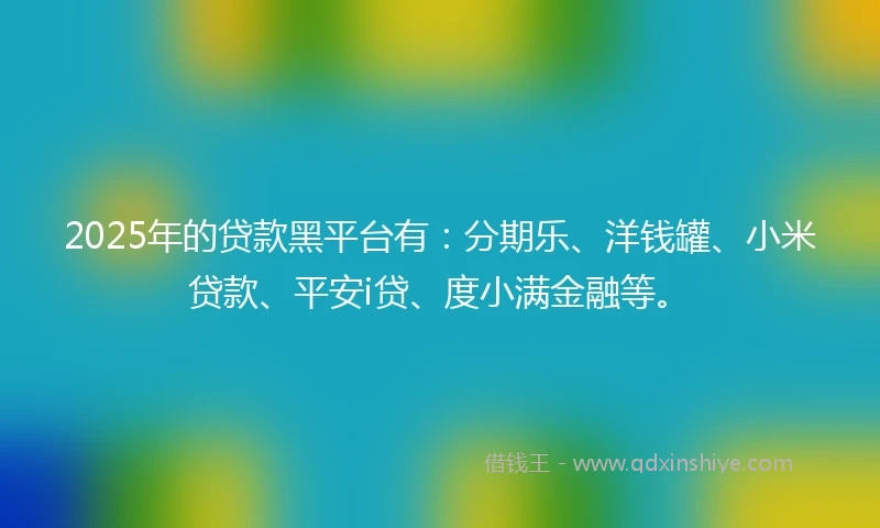 2025年的贷款黑平台有：分期乐、洋钱罐、小米贷款、平安i贷、度小满金融等。