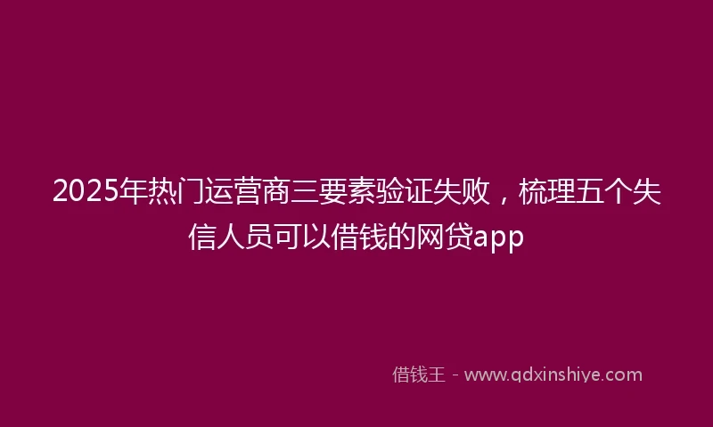 2025年热门运营商三要素验证失败，梳理五个失信人员可以借钱的网贷app