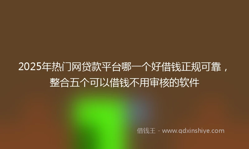 2025年热门网贷款平台哪一个好借钱正规可靠，整合五个可以借钱不用审核的软件