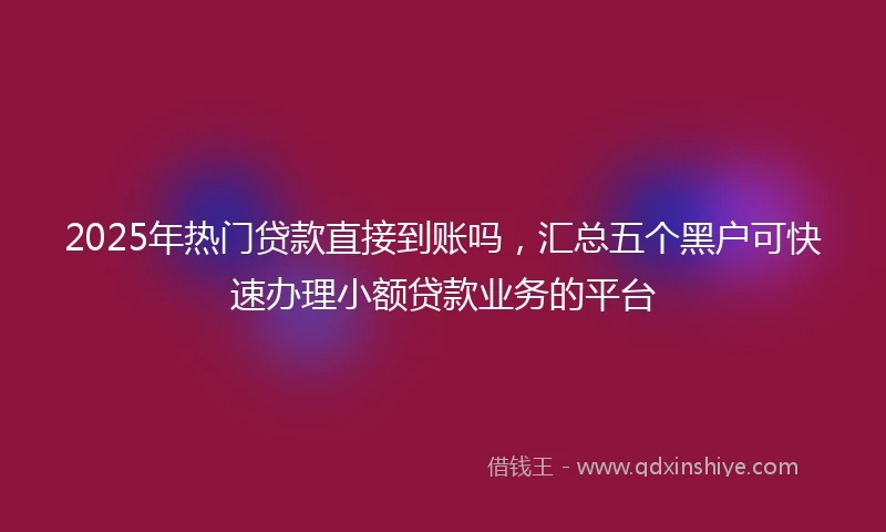 2025年热门贷款直接到账吗，汇总五个黑户可快速办理小额贷款业务的平台