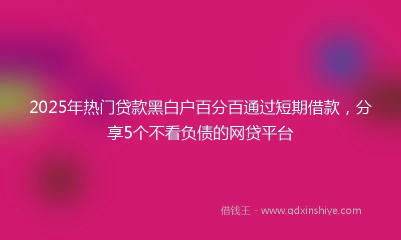2025年热门贷款黑白户百分百通过短期借款，分享5个不看负债的网贷平台