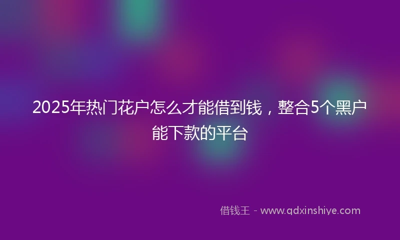 2025年热门花户怎么才能借到钱，整合5个黑户能下款的平台