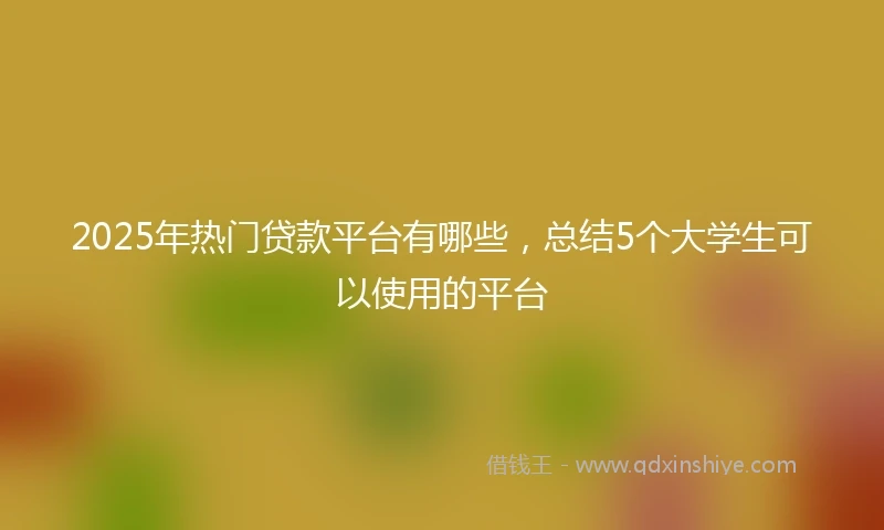 2025年热门贷款平台有哪些，总结5个大学生可以使用的平台