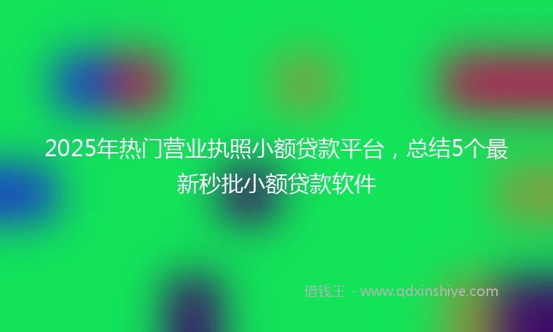2025年热门营业执照小额贷款平台，总结5个最新秒批小额贷款软件