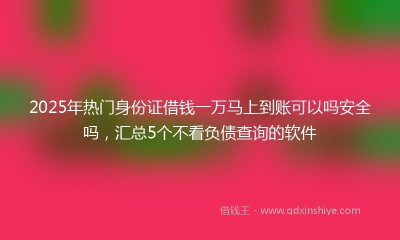 2025年热门身份证借钱一万马上到账可以吗安全吗，汇总5个不看负债查询的软件