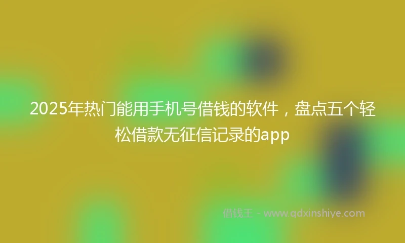 2025年热门能用手机号借钱的软件，盘点五个轻松借款无征信记录的app